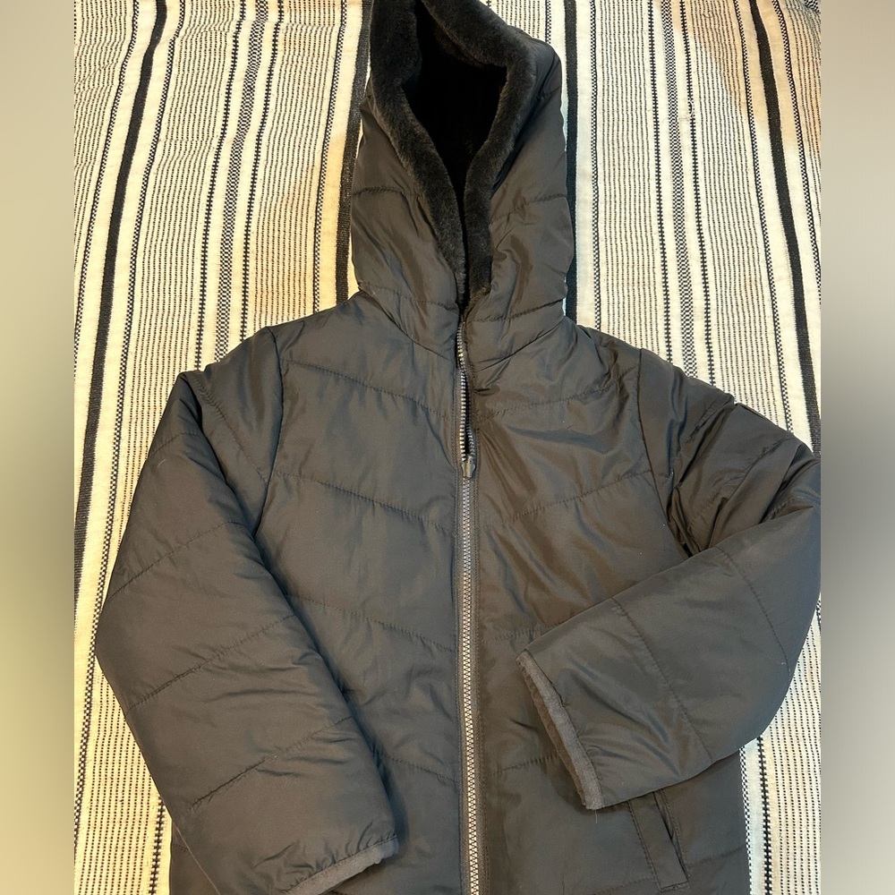 ABERCROMBIE kids reversible unisex solid black puffer jacket coat - crazy soft!